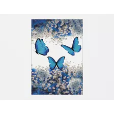 Painel De Festa Vertical- Borboleta Azul Floral -1,50x2,20