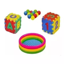 Combo Piscina Tapete Fomi 200 Pelotas Bebe Juegos