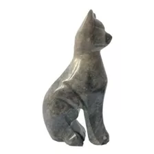 Escultura Única Con Diseño De Gato Gris Realizada A Mano