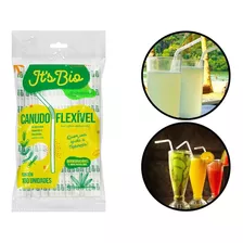 Canudo Bio Flexível Para Bebidas Drinks 6x210mm 100 Und Cor Cristal/transparente