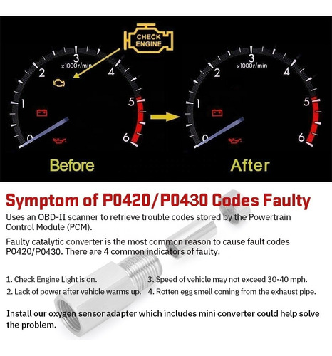 Mini Catalizador Sensor Oxigeno,apaga Cdigo P0420 Y P0430 Foto 5