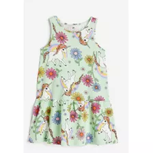 Vestido Verano Niña H&m. Unicornios Y Flores. T8-10 Años