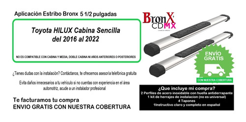 Estribos Bronx Toyota Hilux 2016-2020 Cabina Sencilla Foto 9