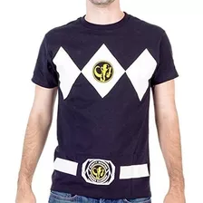 Traje Rangers Power Rangers El Negro Adulto Camiseta Tee, Ne