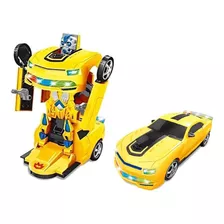 Carrinho Camaro Amarelo Transforma Em Robô Com Luz E Som