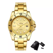 Relógio Masculino Dourado Lançamento Prova D'água Estilo 