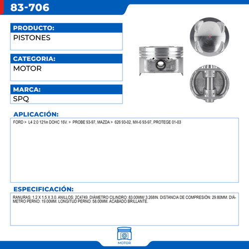 Juego De Pistones 30 Mazda 626 1993-2002 L4 2.0 Foto 7