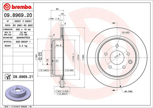 Disco Brembo Nissan X-trail (t31) 2.5 4x4 2008-2012 Tra Pza Foto 2