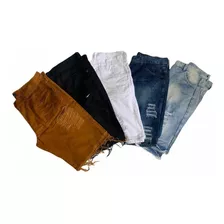 Kit Atacado 5 Short Bermudas Jeans Masculina Slim Sortidas