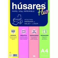 Papel A4 Husares Fluo 125 Gr X 20 Hojas Surtidas 7953