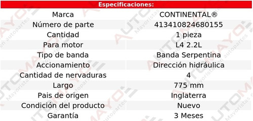 Banda Acc 775 Mm D/h Medallion L4 2.2l Eagle 88-89 Foto 8