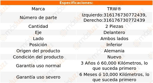 (2) Rtulas Delanteras Inferiores Renault Megane 04/10 Trw Foto 2