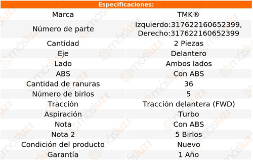 2- Mazas Delanteras Con Abs Jetta 1.8l 4 Cil 2000/2005 Tmk Foto 2