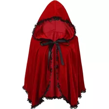 Disfraces De Capa De Terciopelo Rojo Con Capucha Talla M
