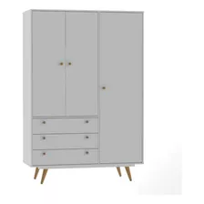 Guarda Roupa Retro 20 3 Portas 3 Gavetas Branco - Olivar