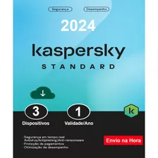 Kaspersky Antivírus Standard 3 Dispositivos 1 Ano
