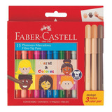Marcador Escolar Faber Castell Caras Y Colores X12c + 3 Piel