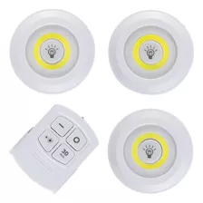 Kit 3 Lampada Luminaria Led Spot Sem Fio Controle Remoto Smd