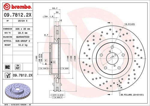 Discos Brembo Max Subaru Impreza 2.5 Wrx Se Awd 10-13 D Par Foto 2
