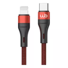 Cabo Usb-c Para Lightning Turbo 27w 1m Para Apple iPhone Wb Cor Vermelho Em Nylon Trançado