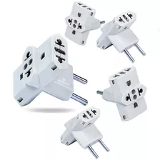  Kit 05 Plug Adaptador De Tomada T Benjamin Com 3 Saídas