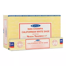Sahumerios Satya Nag Champa - 12 Unidades Da Fragrância Californiana De Sálvia Branca