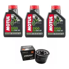 3 Motul 5100 4t 15w50 + Filtro Óleo Fram Ph6017a Shadow