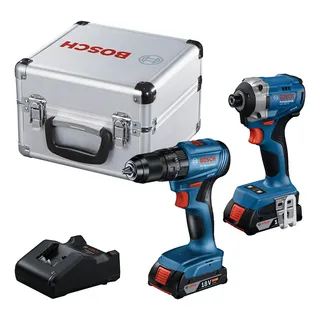 Kit Taladro Percutor Bosch Gsb 185 + Atorn Impacto Gdr 215 Azul