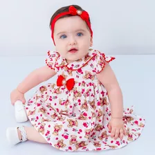 Roupa Bebe Vestido Com Tiara 100% Algodão Mundo Nina Kids