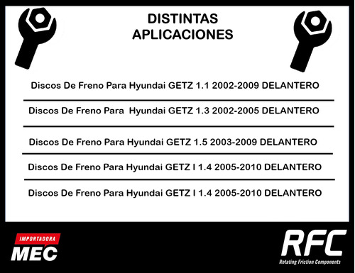 Discos De Freno Para Hyundai Getz I 1.4 2005-2010 Delantero Foto 2