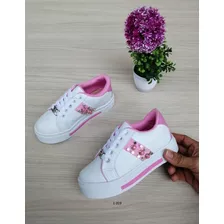 Hermosos Tenis Para Niñas Color Blanco Rosado Todas Tallas