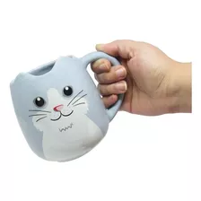 Caneca Formato 3d Orelha De Gato Miau 500ml Porcelana Ideiaz