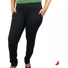 Calça Flare Feminina Lycra Social Com Bolso Cintura Alta 