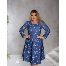 Vestido Plus Size Gode Floral Xadrez Moda Roupa Evangélica