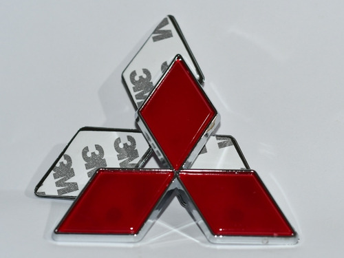 Logo Mitsubishi Rojo Borde Cromado Insignia Emblema 10cm  Foto 6