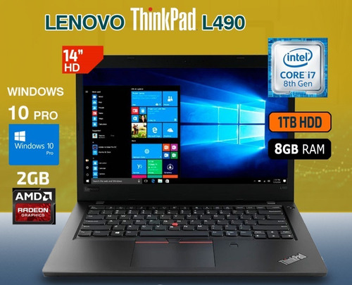 Notebook Lenovo Thinkpad L490, 14' I7-8va 8gb Ddr4 1tb W10