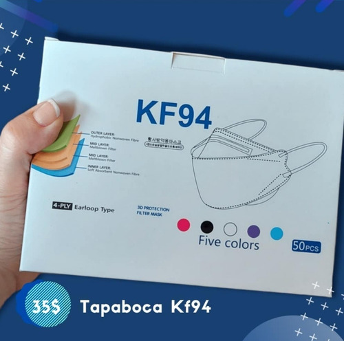 Tapabocas Mascarilla Kf94 Protección Caja 50 Unidades Colore