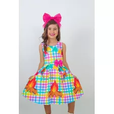 Vestido Infantil Xadrez Festa Junina Quadrilha