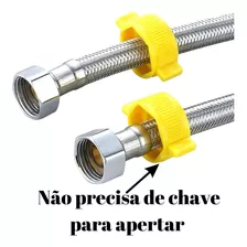 Rabicho Flexivel 50 Cms Engate Kit 10 Und Trançado Aço Inox 