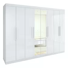 Guarda-roupa Casal Easy Slim 8 Portas Com Espelho Branco