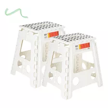 2 Banqueta Dobrável Compacta Grande Suporta 200kg Multiuso Cor Branco