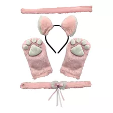 Kit Gatinho 4 Peças Rosa Bebê E Branco