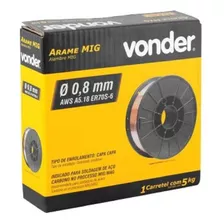 Arame Solda Mig 0.8mm Carretel Com 5kg Uso Com Gás Vonder