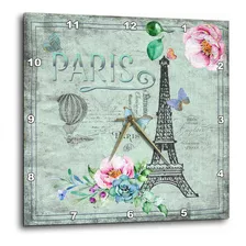 3d Rose Paris Francia Eiffel-tower Shabby Floral Texto Ilust