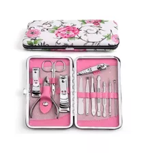 Estojo Manicure 12pçs Inox Pinça Tesoura Alicate Lixa E Etc.