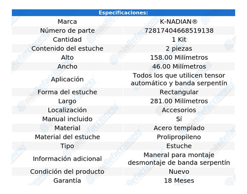 Herramienta Instalar Banda Acces Aura 6 Cil 3.5l 07 Knadian Foto 3