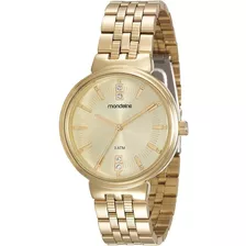 Luxuoso Relógio Feminino Mondaine 94801lpmvde2 Com Strass Cor Da Correia Dourado