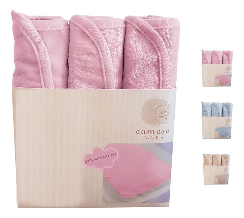 Kit 3 Forro Impermeável Portátil Para Trocador Bebê Lavável Cor Rosa