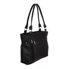 Cartera Shopper Kalton Bags 9025 Diseño Lisa De Cuero Sintético Negra Asas Color Negro