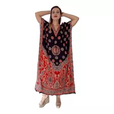 Vestido Kaftan Indiano Longo Estampado Plus Size - Cod.15004